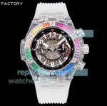 Super Clone HBF Hublot Big Bang Unico Sapphire Rainbow Baguette Watch 45mm 